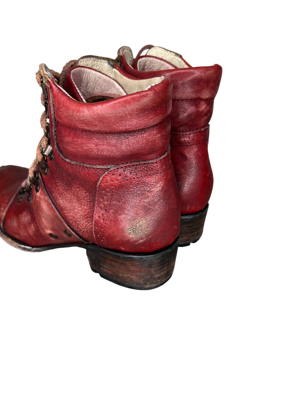 Freebird by Steven Gage Leather Boho Moto Boots Womens 8 Burgundy Red Distressed - Picture 6 of 14